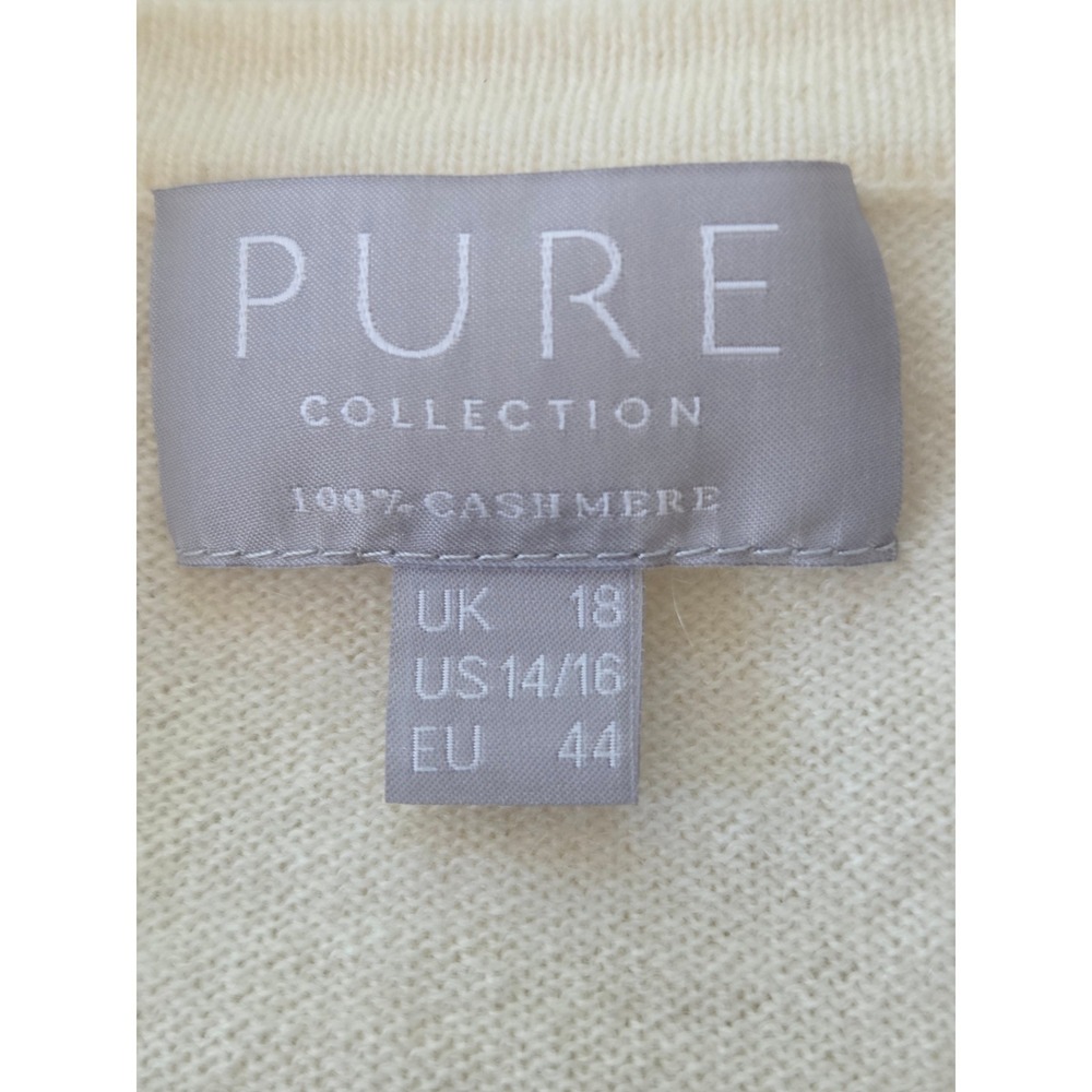 Pure Collection Cardigan 100% Cashmere Women US 14/16 Cream - Picture 5 of 6